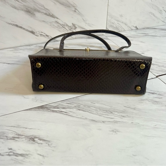 Vintage Naturalizer Patent Snakeskin Pinch Top Leather Mini Purse Bag - Picture 5 of 6